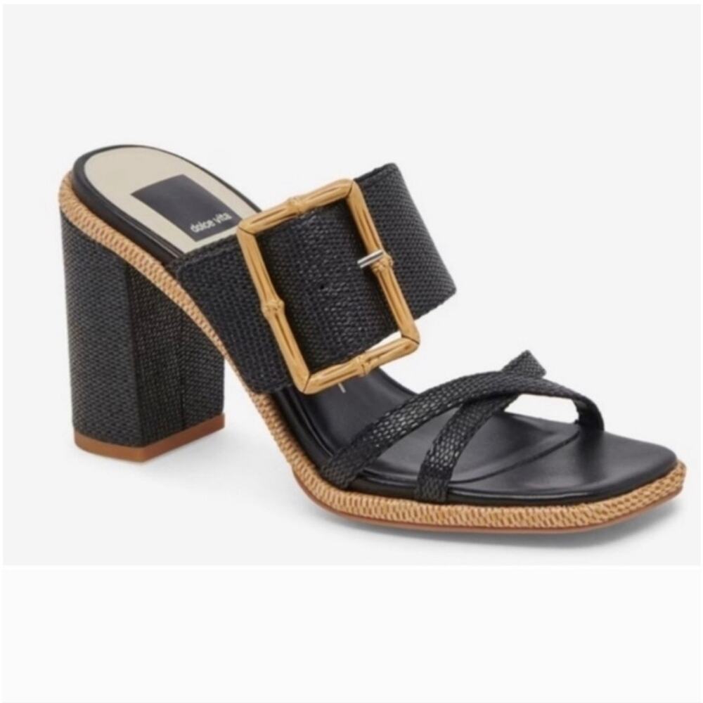 Dolce Vita Onnie Bamboo Buckle Block Heel Sandal Open Toe Summer Size 9